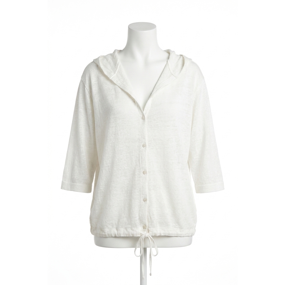 NEW KINROSS drawstring hooded cardigan in white